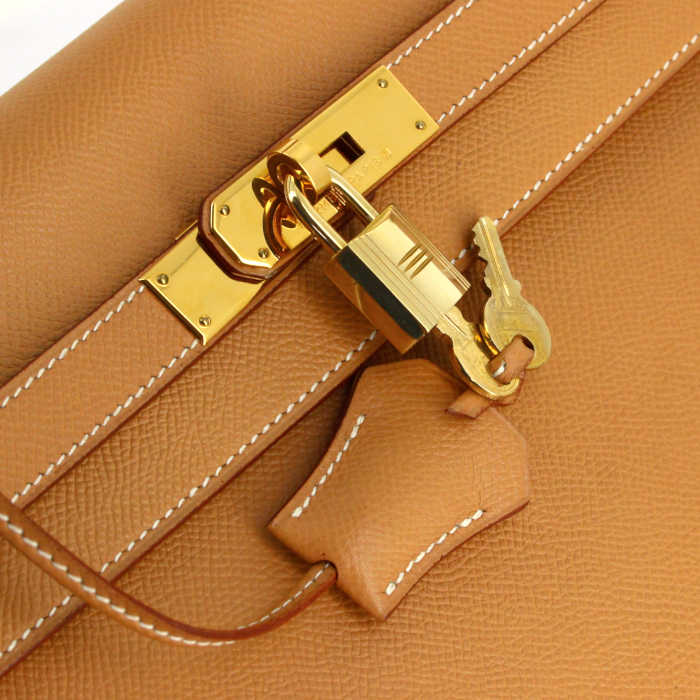 Borsa Kelly 35 cm in pelle Epsom beige - Detail D2