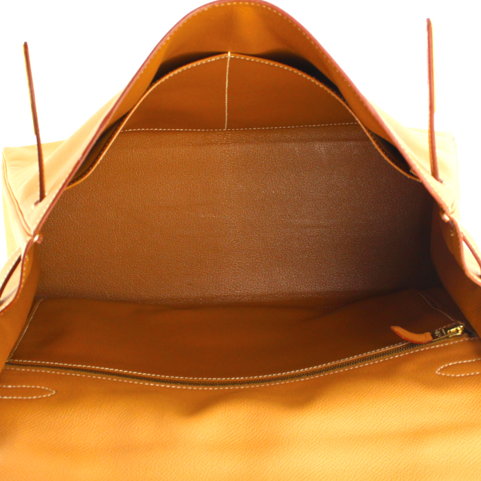 Sac à main Hermes Kelly 35 cm en cuir epsom beige - Detail D3
