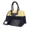Borsa in vimini bicolore beige e blu a righe - 00pp thumbnail