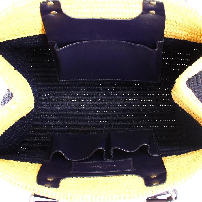 Balenciaga handbag in beige and blue bicolor wicker - Detail D2