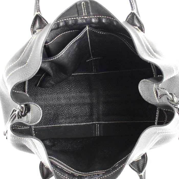Tod's shopping bag in black grained leather - Detail D2