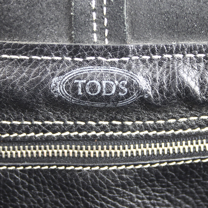 Tod's shopping bag in black grained leather - Detail D3