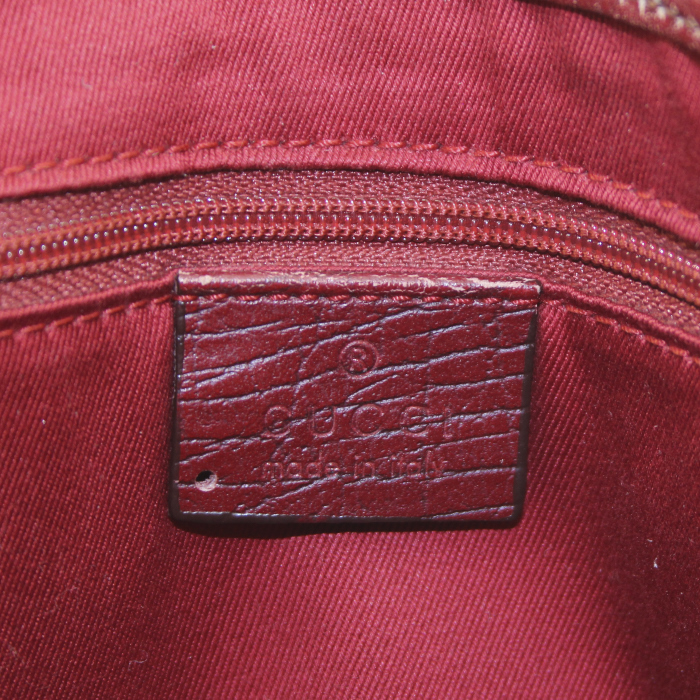 Bolso de mano Gucci Jackie en lona Monogram roja y cuero color burdeos - Detail D3