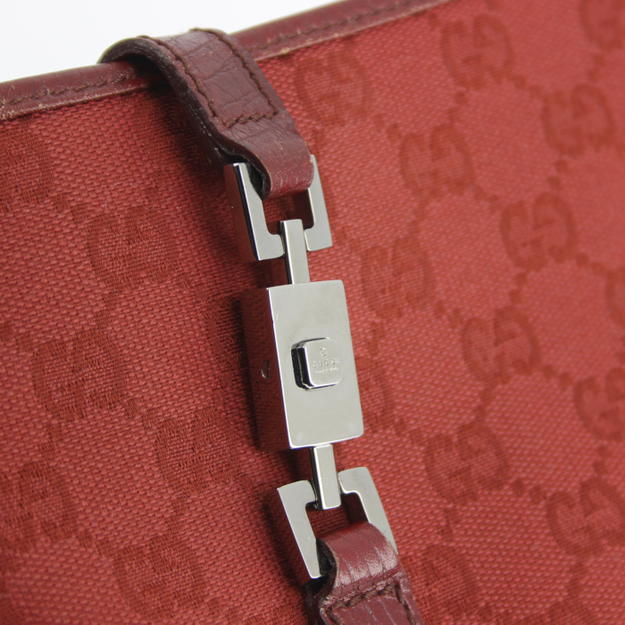 Borsa Gucci Jackie in tela monogram rossa e pelle bordeaux - Detail D4