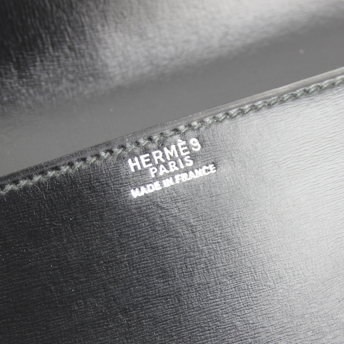 Pochette Hermes en cuir box noir - Detail D3