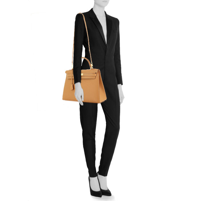 Borsa Hermes Kelly 32 cm in pelle Chamonix gold - Detail D1