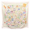 Hermes Carre Hermes carré scarf in beige and green multicolor twill silk - 00pp thumbnail