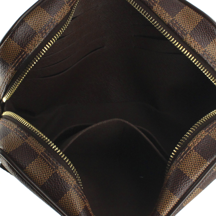 Bolso/bolsito Louis Vuitton en lona a cuadros y cuero marrón - Detail D2