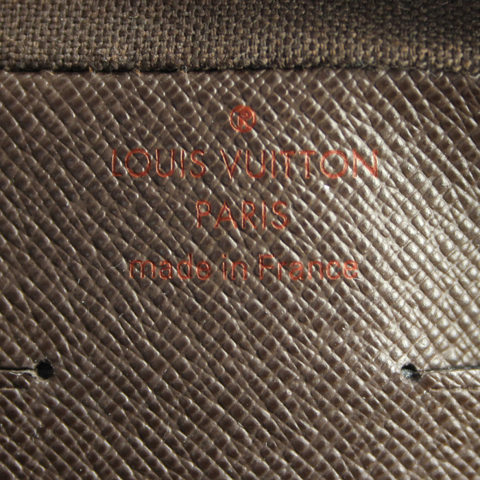 Louis Vuitton handbag/clutch in damier canvas and brown leather - Detail D3