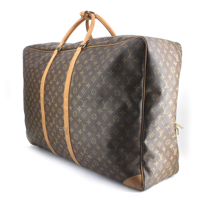 Borsa da viaggio Louis Vuitton in tela monogram e pelle naturale - Detail D2