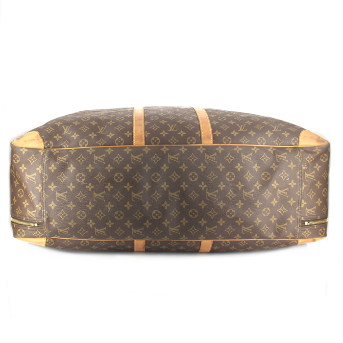 Bolsa de viaje Louis Vuitton en lona Monogram y cuero natural - Detail D3