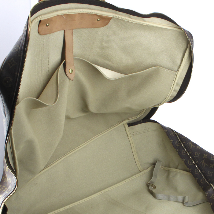 Bolsa de viaje Louis Vuitton en lona Monogram y cuero natural - Detail D4