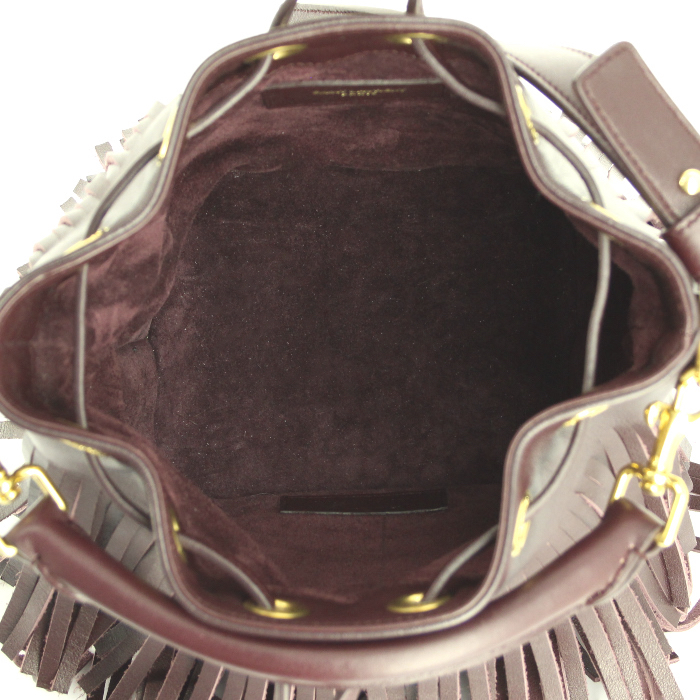 Borsa bisaccia Saint Laurent in pelle color prugna - Detail D3
