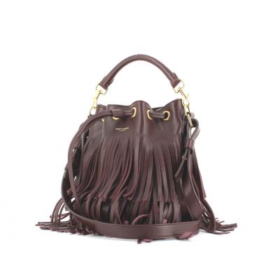 Borsa bisaccia Saint Laurent in pelle color prugna