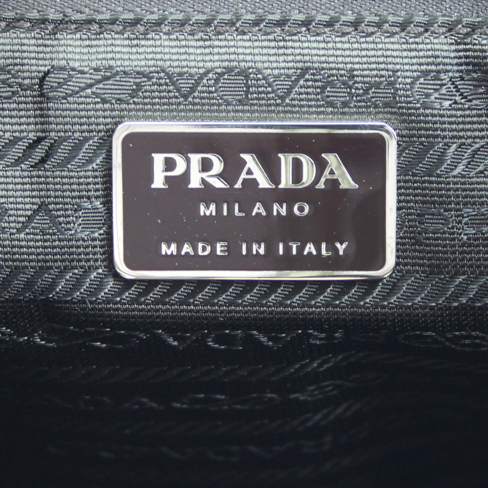 Prada backpack in canvas and brown leather - Detail D3