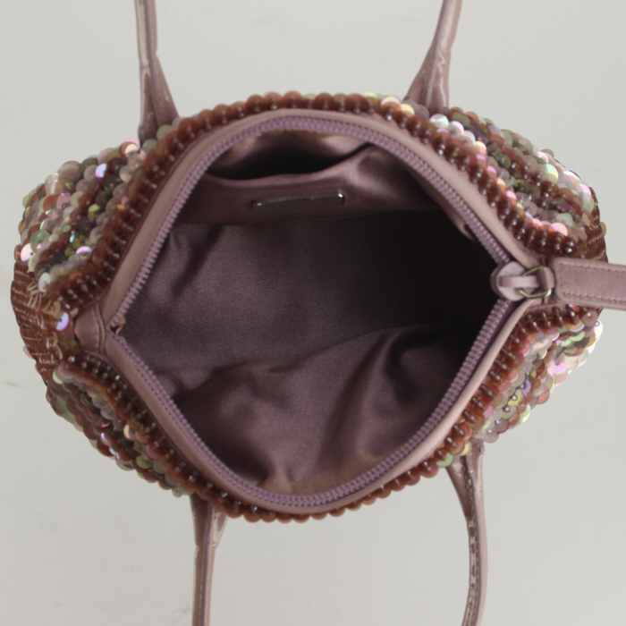 Sac à main Prada petit modèle en toile et strass roses - Detail D2