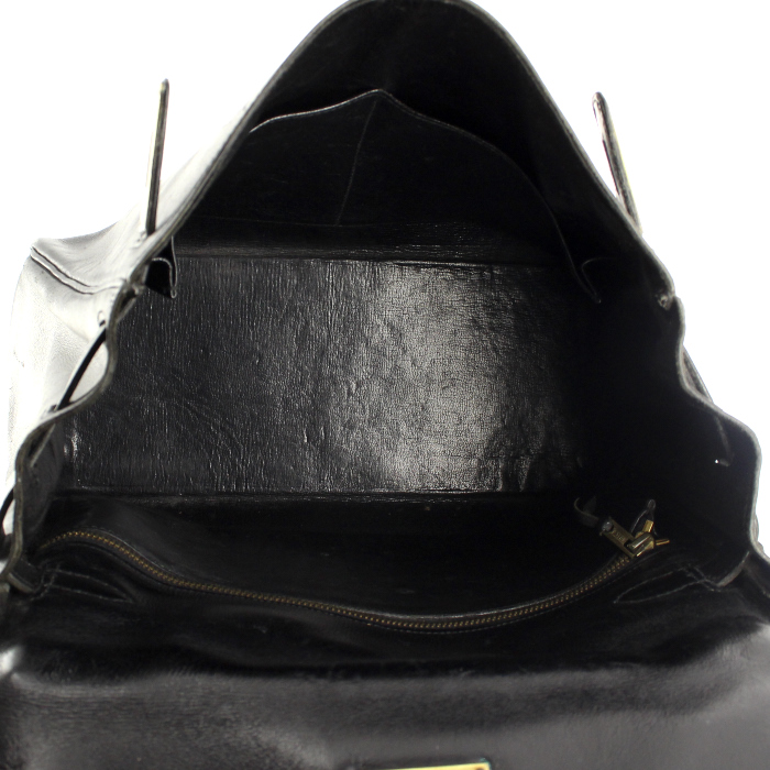 Hermes Kelly 28 cm handbag in black box leather - Detail D2