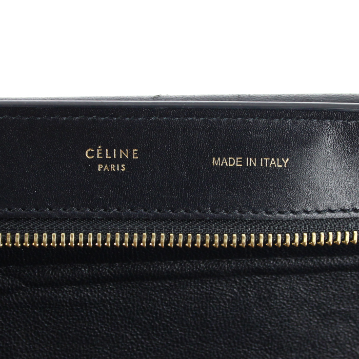 Sac à main Celine Trapeze grand modèle en cuir noir et daim noir - Detail D3