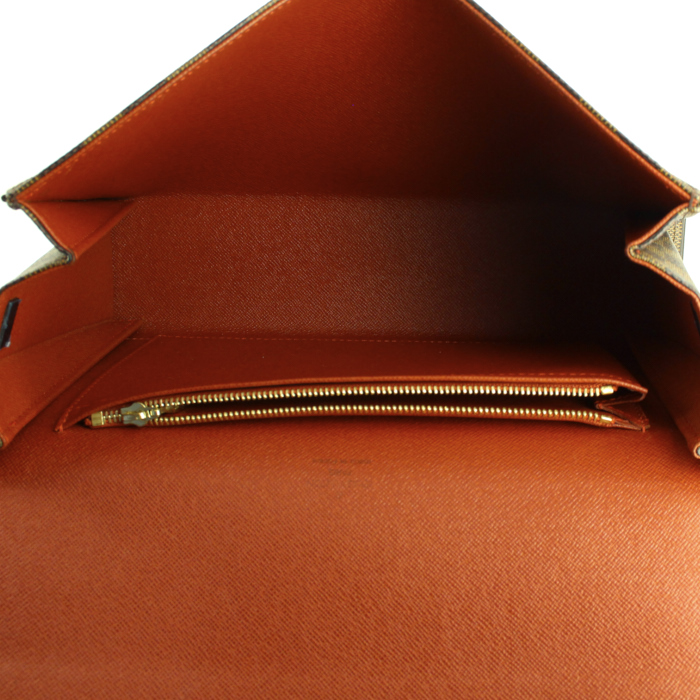 Louis Vuitton handbag in ebene damier canvas and brown leather - Detail D2