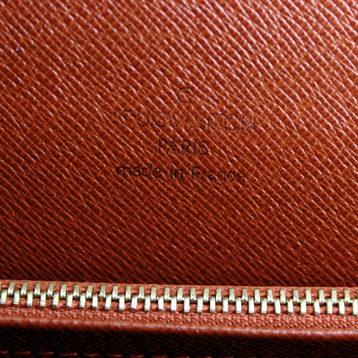 Sac à main Louis Vuitton en toile damier enduite ébène et cuir marron - Detail D3