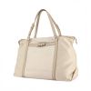 Salvatore Ferragamo shopping bag in canvas and beige leather - 00pp thumbnail