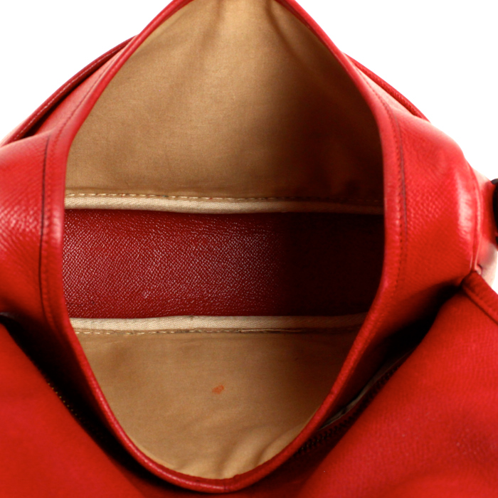 Borsa bisaccia in pelle Courchevel rossa - Detail D2