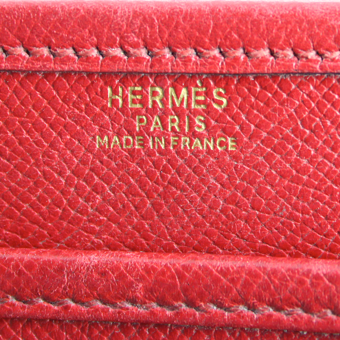 Hermes beggar's bag in red Courchevel leather - Detail D3