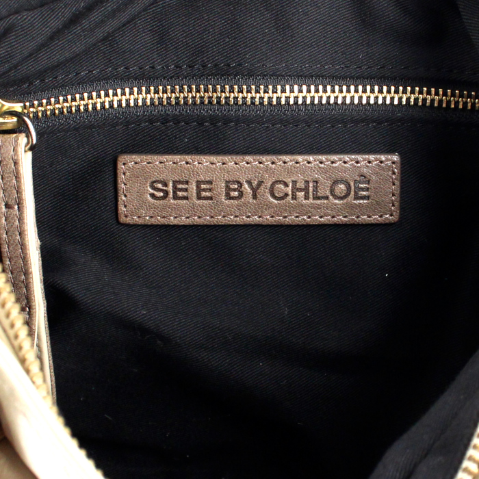 Borsa Chloé in pelle color talpa e beige - Detail D3