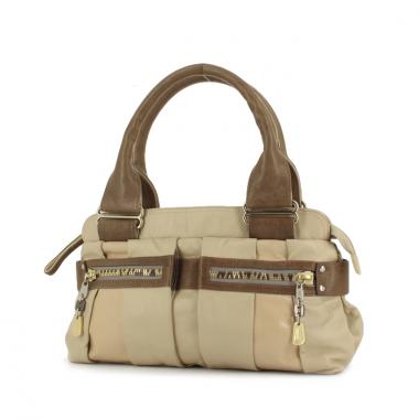 Bolso de mano Chloé en cuero color topo y beige