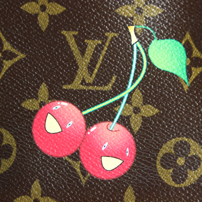 Pochette Pochette accessoires in tela monogram decorata con ciliegie disegnate dall'artista Takashi Murakami e pelle naturale - Detail D4