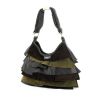Yves Saint Laurent Saint-Tropez handbag in black, brown and khaki leather and suede - 00pp thumbnail