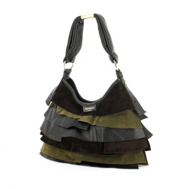 Yves Saint Laurent Saint-Tropez handbag in black, brown and khaki leather and suede