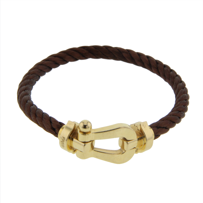 Bracelet Fred Force 10 grand modèle en or jaune et acier - Detail D2