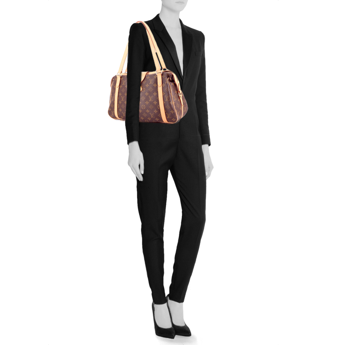 Bolso de mano Louis Vuitton Stresa en lona Monogram y cuero natural - Detail D1