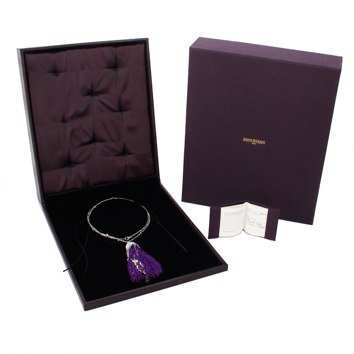 Collar Boucheron Exquises confidences en oro blanco,  zafiros violeta y amatista y en diamantes - Detail D2