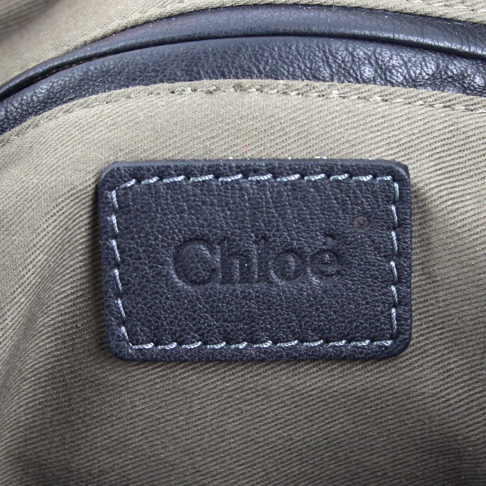 Bolso de mano Chloé Marcie modelo mediano en cuero granulado negro - Detail D3