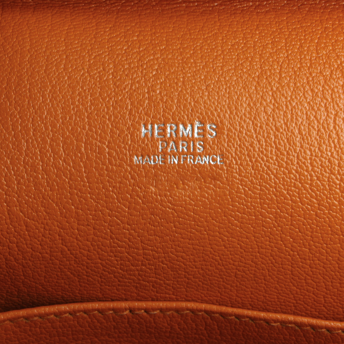 Hermes Omnibus handbag in brown and orange leather - Detail D3