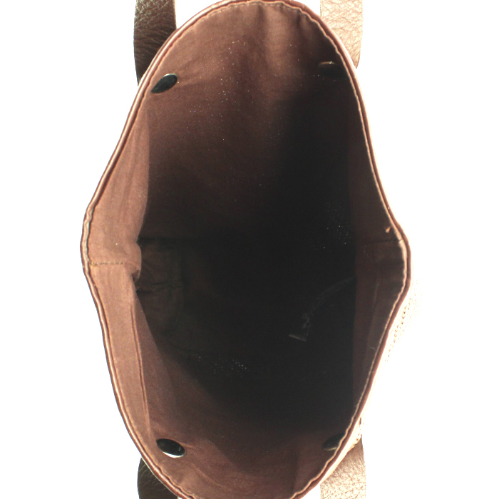 Hermes shopping bag in brown canvas - Detail D2