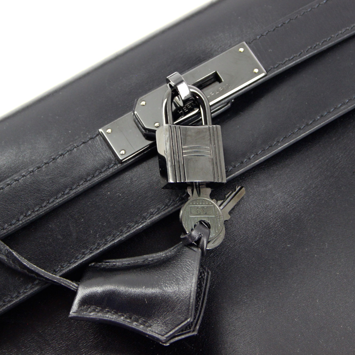 Borsa Kelly 32 cm in pelle box nera - Detail D3
