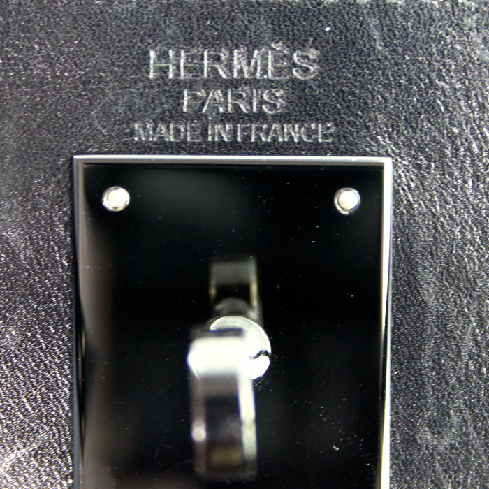 Bolso de mano Hermes Kelly 32 cm en cuero box negro - Detail D5