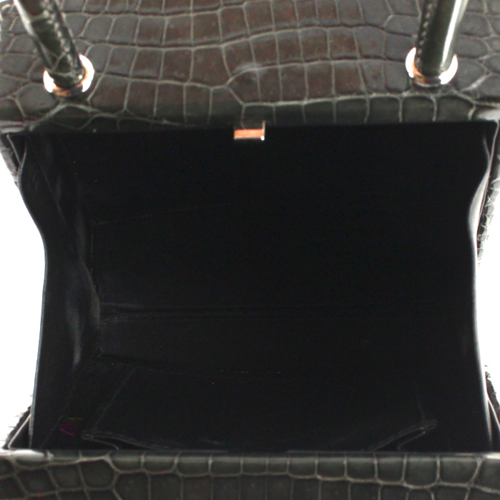 Hermes handbag in grey crocodile - Detail D2