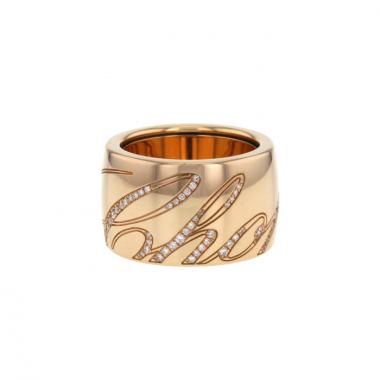 Bague Chopard Chopardissimo grand modèle en or rose et diamants
