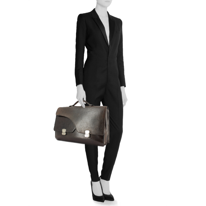 Borsa portadocumenti Berluti in pelle marrone - Detail D1