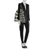 Stella McCartney large model handbag in black and white synthetic furr and black satiny canvas - Detail D1 thumbnail