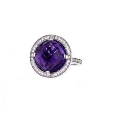 Anello Chaumet Attrape Moi Si Tu M'Aimes modello grande in oro bianco e diamanti e in ametista viola