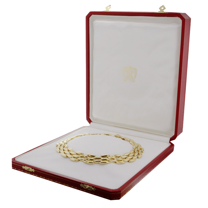 Collier ras de cou époque années 90 articulé Cartier Gentiane grand modèle en or jaune - Detail D2
