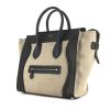Celine Luggage handbag in black and blue leather and beige canvas - 00pp thumbnail