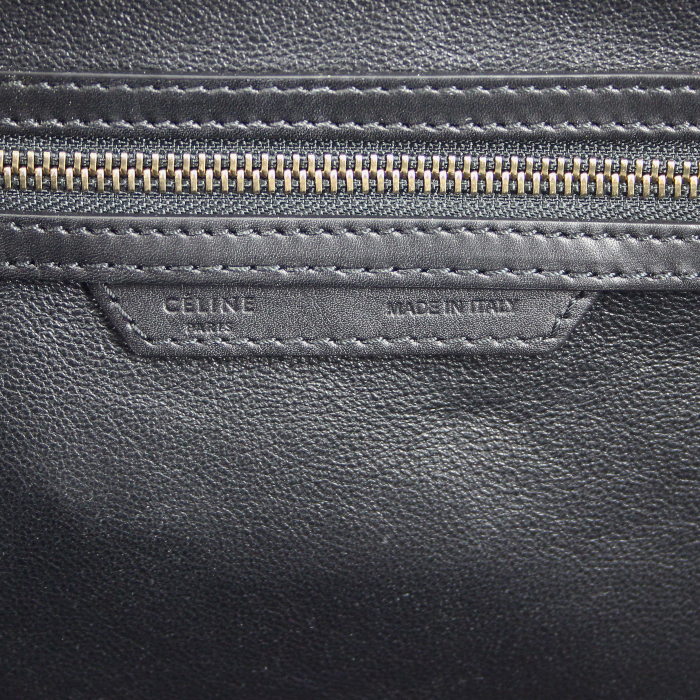 Borsa Celine Luggage in pelle nera e blu e tela beige - Detail D3