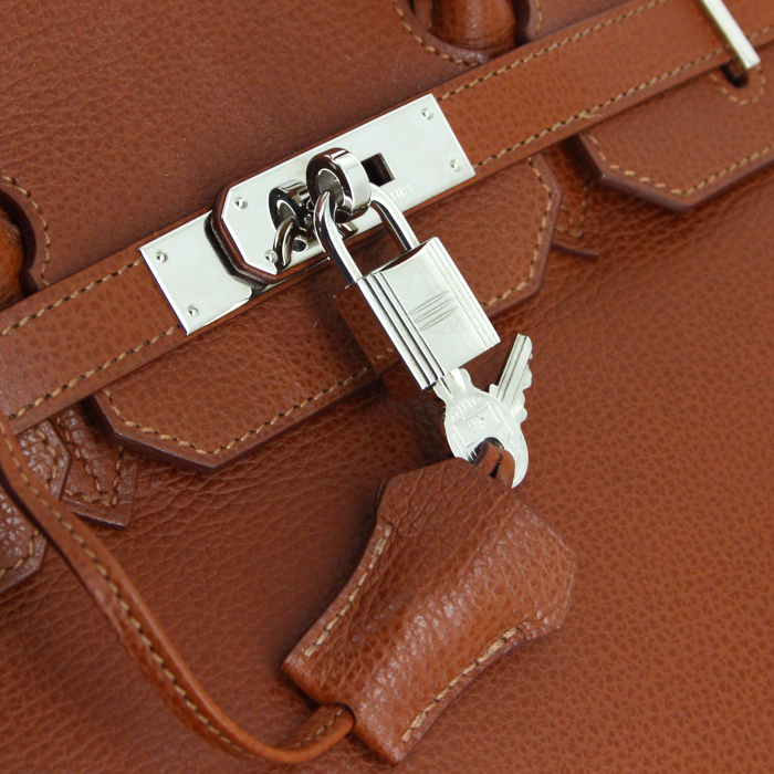 Hermes Birkin 35 cm handbag in brown togo leather - Detail D3