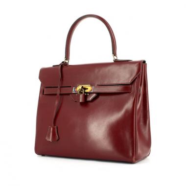 Hermes Monaco handbag in burgundy box leather